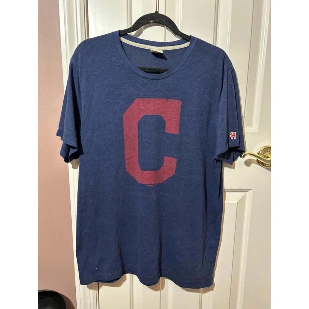 Homage Cleveland Guardians T Shirt Adult Large Blue Crew Neck Baseball MLB
